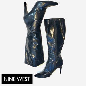 Nine West Gallivant Patent Black Boot 9 M
